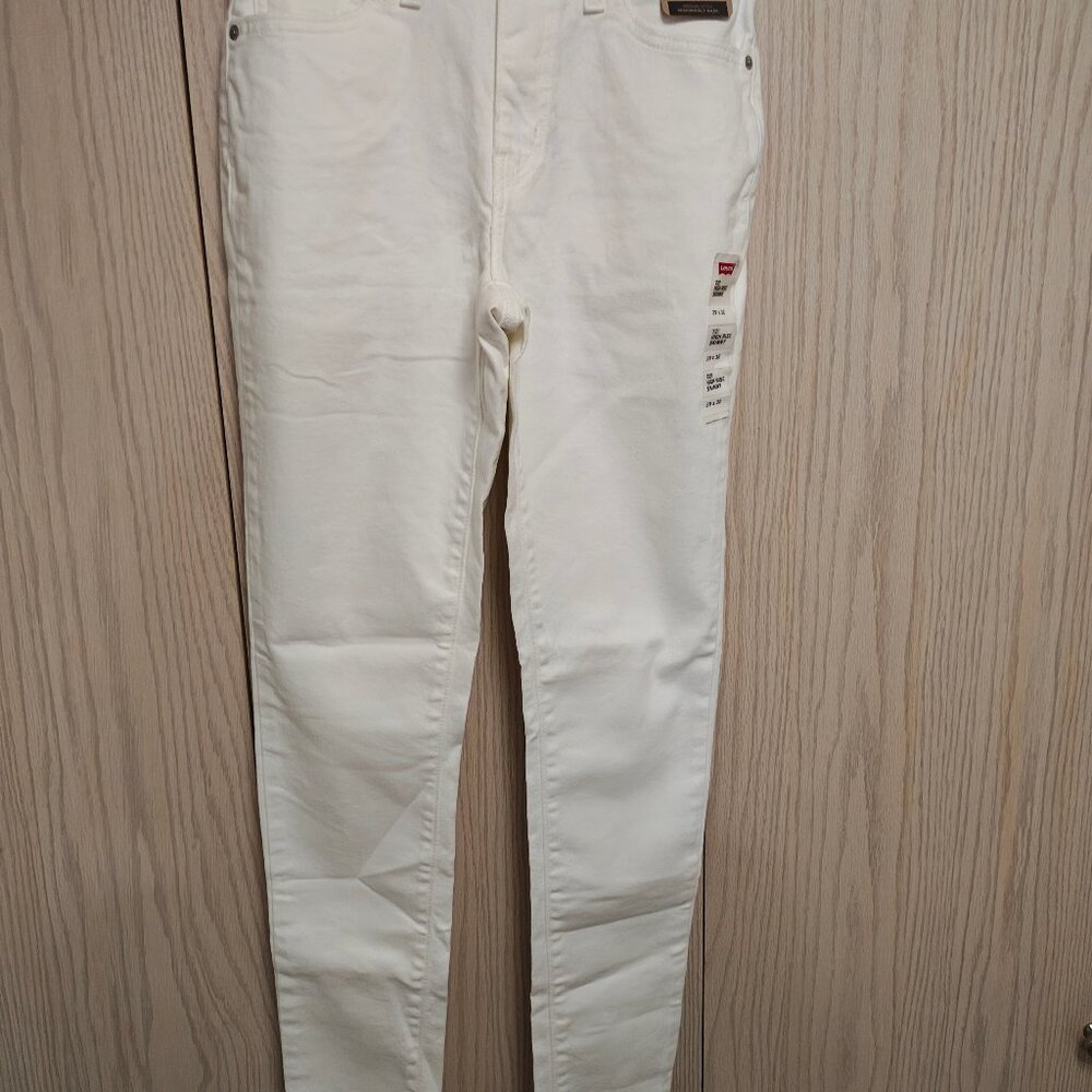 Levis 721 High Rise Skinny Jeans White Stretchy Denim Womens 29x32